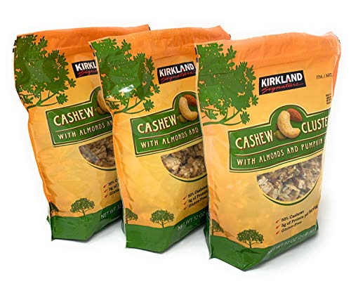 Kirkland Signature Cashew Clusters with Almonds and Pumpkin Seeds 2 Pound Bag 3 Pack