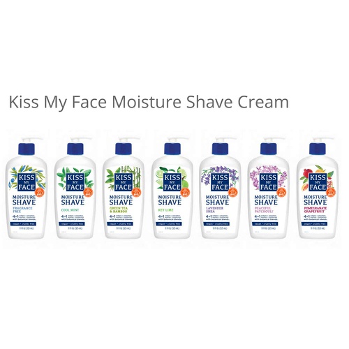  Kiss My Face Moisture Shave Shaving Cream, Olive and Aloe Fragrance Free Shaving Soap for Sensitive Skin, 11 oz Pumps (Pack of 4)