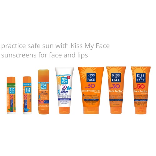  Kiss My Face Sunscreen Sensitive Side 3 in 1 with Oat Protein Complex, SPF 30 Sunblock, 4 oz Tube