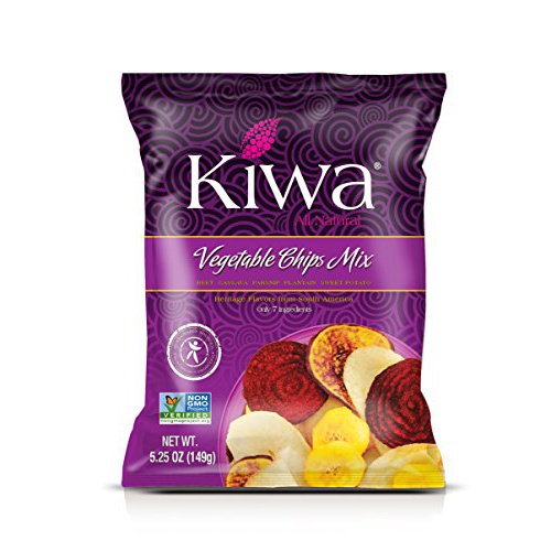  Kiwa Veggie Chips  Vegetable Chip Mix of Cassava, Plantain, Beet, Sweet Potato, Parsnip (5 Pack of 5.25oz Individual Bags) Gluten Free, Non-GMO, Kosher, Vegan Snack