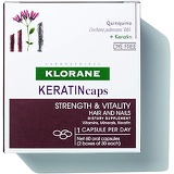 Klorane KERATINcaps Dietary Supplements with Biotin, Quinine, B Vitamins for Thicker, Stronger Hair & Nails, Caffeine-Free, Dye-Free