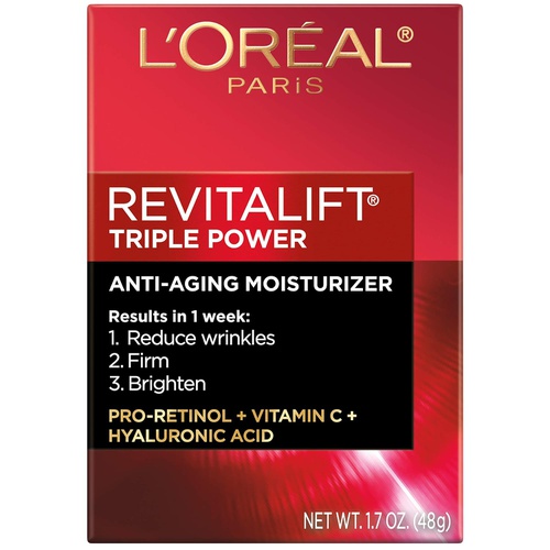  L'Oreal Paris Anti-Aging Face Moisturizer by L’Oreal Paris Skin Care, Revitalift Triple Power Anti-Aging Moisturizer with Pro Retinol, Hyaluronic Acid & Vitamin C to reduce wrinkles, firm and br