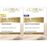 LOreal Paris Skin Expertise Age Perfect for Mature Skin, Day Cream SPF 15 + Night Cream, 2.5 Ounce Each
