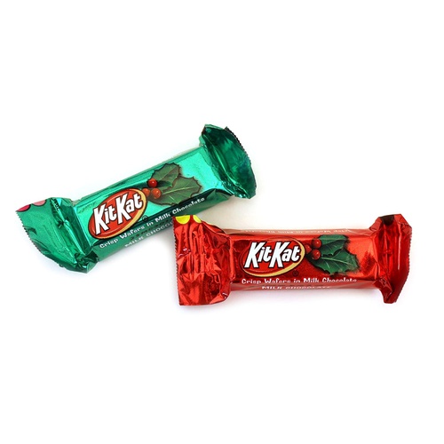  LaetaFood Kit Kat Miniatures Milk Chocolate Candy, Red Green Wrap (2 Pounds Bag)