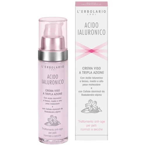  LErbolario - Hyaluronic Acid - Triple Action Face Cream - Age-Control Treatment - Nourishing & Emollient Action that will Greatly Benefit Dry & Fragile Skin, 1.6 oz