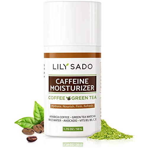  LILY SADO Caffeine Face Moisturizer - Natural Vegan Facial Cream w Green Tea & Coffee - Best Antioxidant, Anti-Wrinkle Moisturizing Lotion - Softens, Hydrates, Firms & Tones for Lu