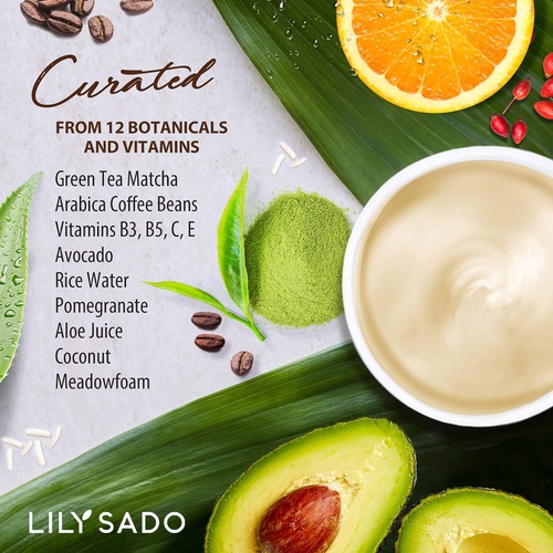  LILY SADO Caffeine Face Moisturizer - Natural Vegan Facial Cream w Green Tea & Coffee - Best Antioxidant, Anti-Wrinkle Moisturizing Lotion - Softens, Hydrates, Firms & Tones for Lu