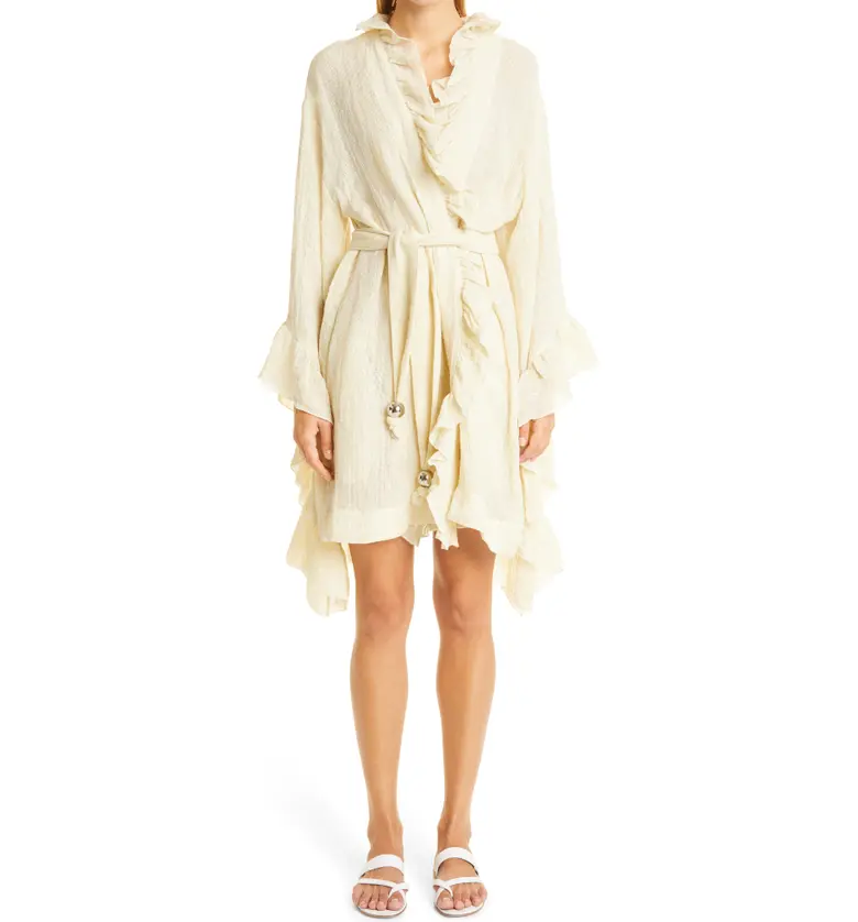 Lisa Marie Fernandez Anita Ruffle Linen Blend Cover-Up Robe_CCG CREAM CHIOS GAUZE