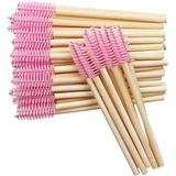 LS Keenon 100 PCS Pink Bamboo Eyelash Brushes Mascara Wands Eye Lash Eyebrow Applicator Cosmetic Makeup Brush Tool Kits