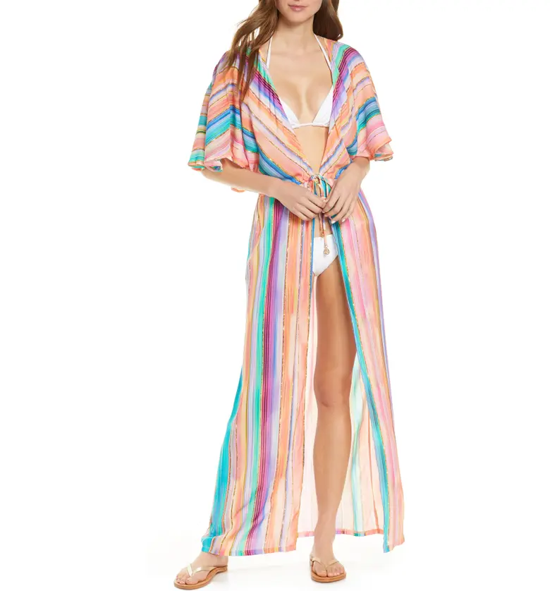 Luli Fama Heat Waves Cover-Up Wrap_CORAL MULTI