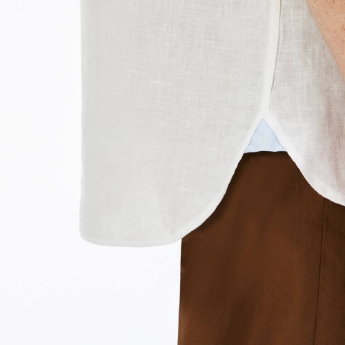 라코스테 Lacoste Mens Regular Fit Linen Shirt