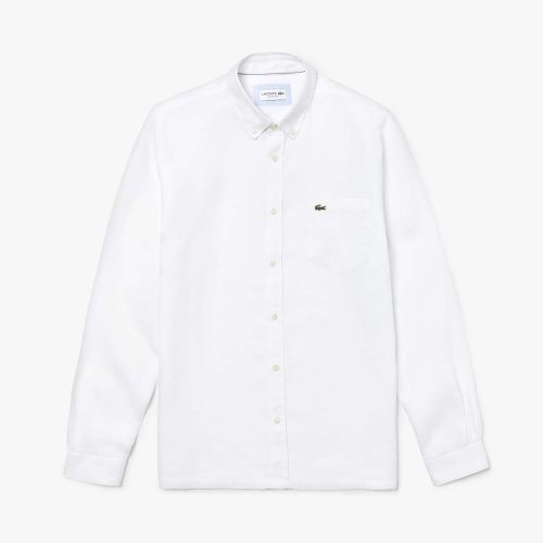 라코스테 Lacoste Mens Regular Fit Linen Shirt