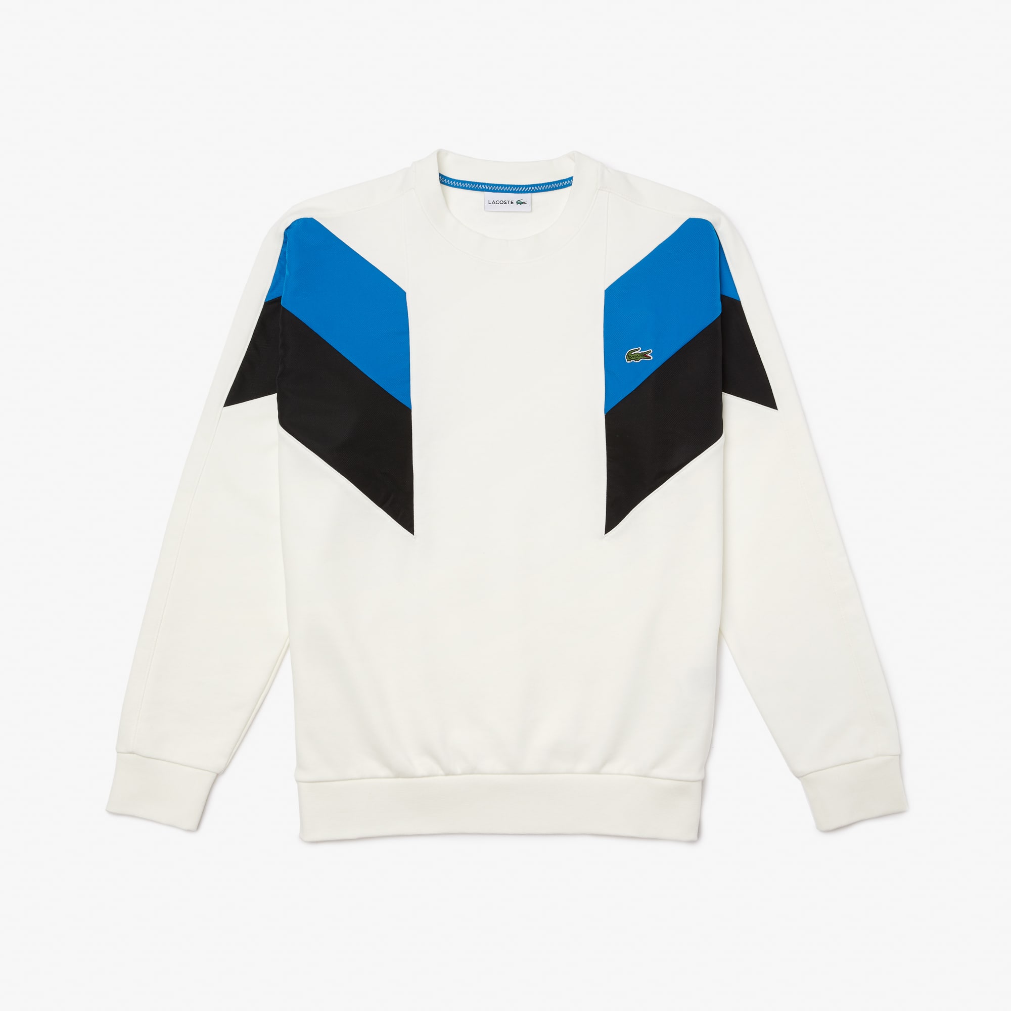 라코스테 Lacoste Menu2019s Crew Neck Colorblock Design Cotton Fleece Sweatshirt