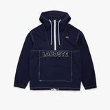 Lacoste Mens Heritage Water-Resistant Canvas Hooded Pullover Overshirt