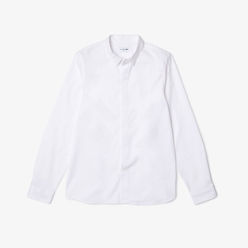 라코스테 Lacoste Menu2019s Slim Fit Concealed Placket Stretch Cotton Poplin Shirt