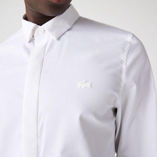 라코스테 Lacoste Menu2019s Slim Fit Concealed Placket Stretch Cotton Poplin Shirt