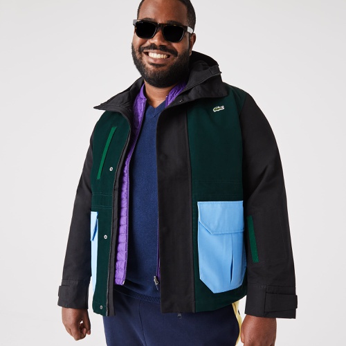라코스테 Lacoste Mens Water-Repellent Colorblock Twill Jacket