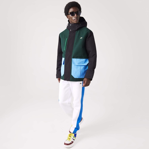 라코스테 Lacoste Mens Water-Repellent Colorblock Twill Jacket