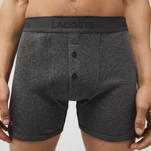 라코스테 Lacoste Menu2019s Lettered Waist Long Cotton Boxer Brief 3-Pack