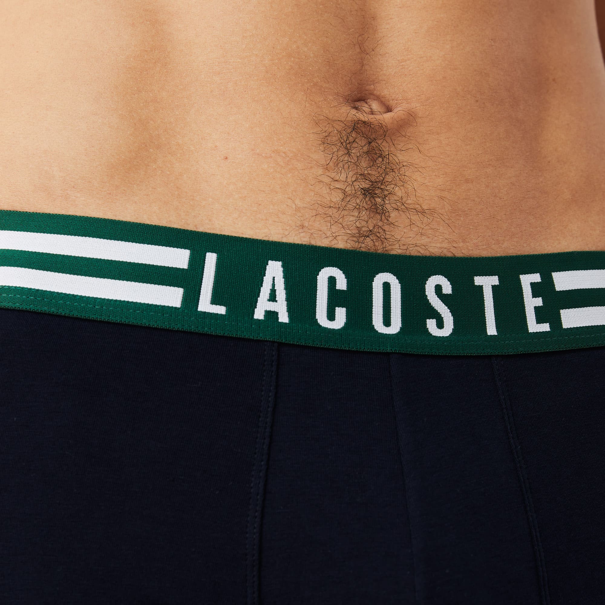 라코스테 Lacoste Menu2019s Striped Waist Long Stretch Cotton Boxer Brief 3-Pack
