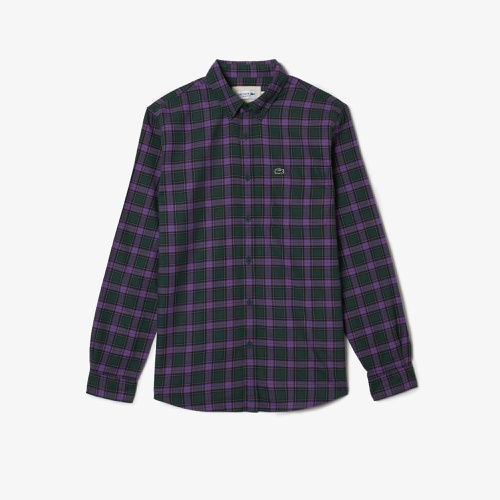 라코스테 Lacoste Mens Regular Fit Check Print Flannel Shirt
