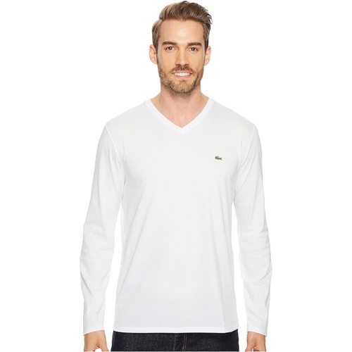 라코스테 Lacoste Long Sleeve Pima Jersey V-Neck T-Shirt