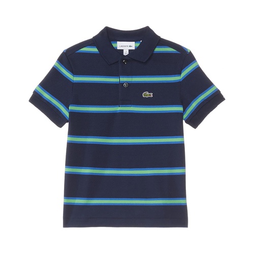 라코스테 Lacoste Kids Short Sleeve Striped Childrens Polo Shirt (Little Kid/Toddler/Big Kid)