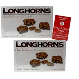 Lammes Candies Gourmet Caramel Chocolate Pecan Gift Box | Longhorns Chewy Milk Chocolate Covered Caramel Clusters (2 pack- 6 ounces each) Plus Recipe Booklet Bundle