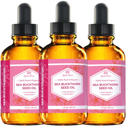 Sea Buckthorn Seed Oil by Leven Rose, 100% Pure Unrefined Cold Pressed Anti Aging Acne Treatment for Hair Skin and Nails 1 oz