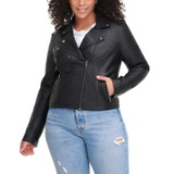 Plus Size Trendy Faux Leather Moto Jacket