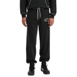 Mens Relaxed-Fit Topstitched Logo Joggers