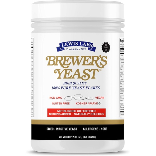  Lewis Labs Brewers Yeast Flakes | Beer Yeast Is A Rich Source Of Amino Acids, B-Complex Vitamins, Minerals & Protein | Our Pure Bakers Yeast Is Vegan, Keto, Paleo Friendly | Unswee