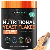 Lewis Labs Nutritional Yeast Flakes Seasoning, Nooch for Vegan Cheese Powder Substitute (16 Ounce - 1 Pack) - 100% Pure Non Fortified, Unsweetened, Debittered - Kosher, Gluten Free, Non GMO,