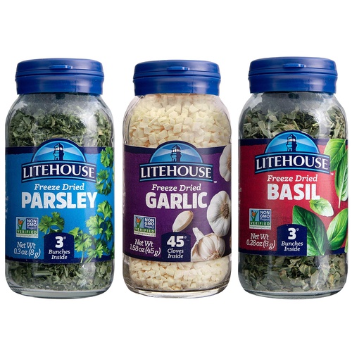  Litehouse Freeze-Dried Herbs Flavors of Italy, (Garlic, Basil, Parsley), 3-Pack