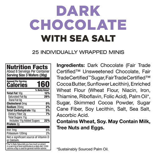  Little Secrets Dark Chocolate, Almond Butter & Sea Salt Crispy Mini Wafers | No Artificial Flavors, Corn Syrup or Hydrogenated Oils | Fair Trade Certified & All Natural | 25ct Indi
