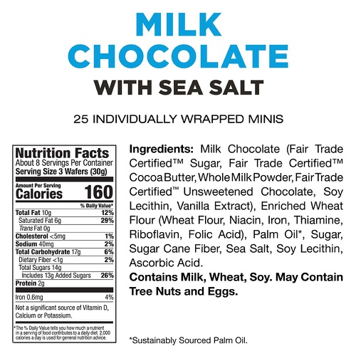  Little Secrets Dark Chocolate, Almond Butter & Sea Salt Crispy Mini Wafers | No Artificial Flavors, Corn Syrup or Hydrogenated Oils | Fair Trade Certified & All Natural | 25ct Indi