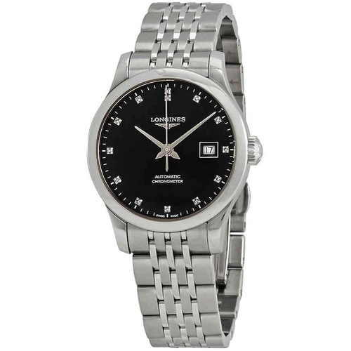  Longines Record Automatic Chronometer Diamond Black Dial Ladies Watch L2.321.4.57.6
