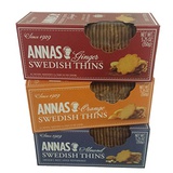 Lotus Annas Swedish Thins Assortment, Six 5.25oz boxes, 2 each of 3 flavors, 2 Ginger, 2 Orange & 2 Almond Thins