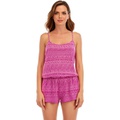 Lucky Brand Spring Romantic Tribal Burnout Romper Cover-Up