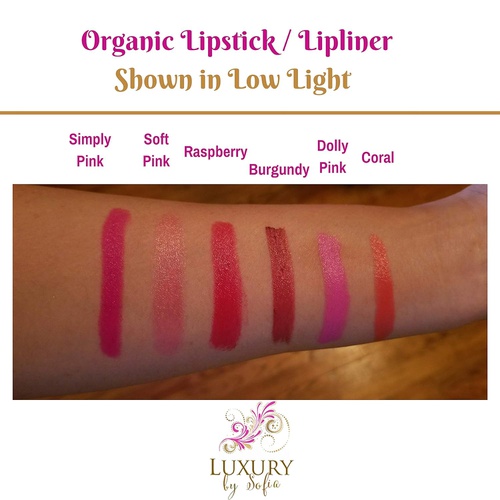  ORGANIC LIPSTICK/LIP LINER PENCIL by Luxury by Sofia - All Natural, Non Toxic, Cruelty Free Formula CASTOR OIL Moisturizes, Nourishes, Boosts Collagen, Lasts All Day, Retractable P