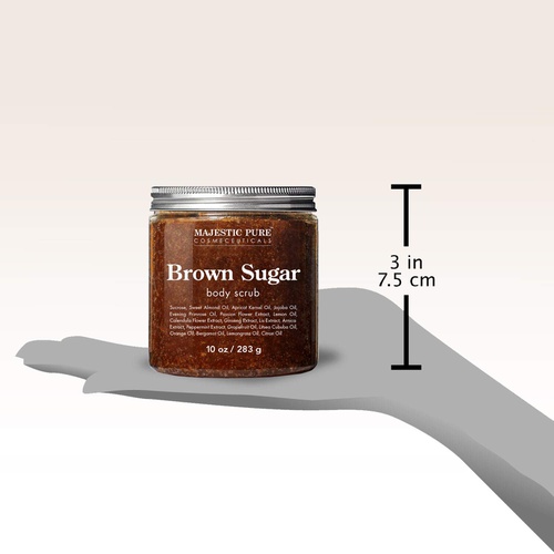  MAJESTIC PURE Brown Sugar Body Scrub for Cellulite and Exfoliation - Natural Body Scrub - Reduces The Appearances of Cellulite, Stretch Marks, Acne, and Varicose Veins, 10 Ounces