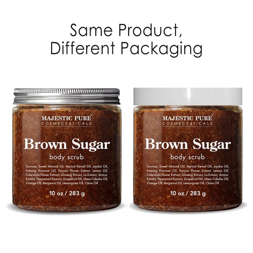  MAJESTIC PURE Brown Sugar Body Scrub for Cellulite and Exfoliation - Natural Body Scrub - Reduces The Appearances of Cellulite, Stretch Marks, Acne, and Varicose Veins, 10 Ounces