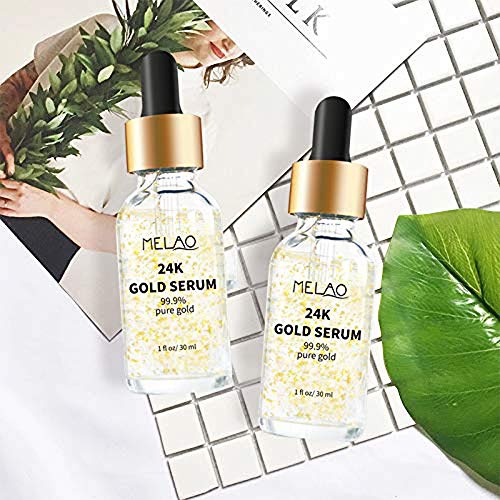  MELAO 24 K Gold Face Foil Serum Moisturizing Firming Essence for Anti-Wrinkle Anti-Aging and Reducing Fine Line+ Improving Skin Tone
