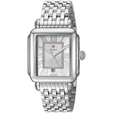 MICHELE Womens Deco Madison Stainless Steel Swiss-Quartz Watch with Stainless-Steel Strap, Silver, 18 (Model: MWW06T000141)