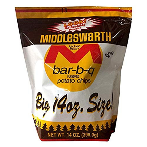  Middleswarth Kitchen Fresh Potato Chips Bar-B-Q Flavored! - Big Bag 14 Oz. (4 Bags)