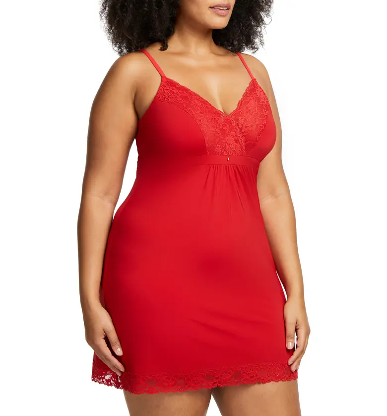  Montelle Intimates Lace Trim Full Support Chemise_SWEET RED
