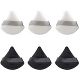 MOTZU 6 Pieces Pure Cotton Powder Puff, Made of Cotton Velour in Triangle Wedge Shape Designed for Contouring, Under Eyes and Corners, 2.76 inch Normal Size, with Strap, Makeup Too