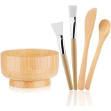 MWOOT DIY Facial Mask Bowl Set, 5-Pack DIY Clay Mask Mixing Kit with Brushes and Bowl, Wooden Mask Mixing Tools for Mixing Clay Mask DIY