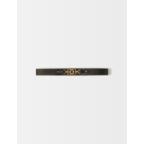 Maje Black leather belt with gold-tone Clover