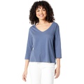 Majestic Filatures Cotton Silk Touch Semi Relaxed 3u002F4 Sleeve V-Neck Tee